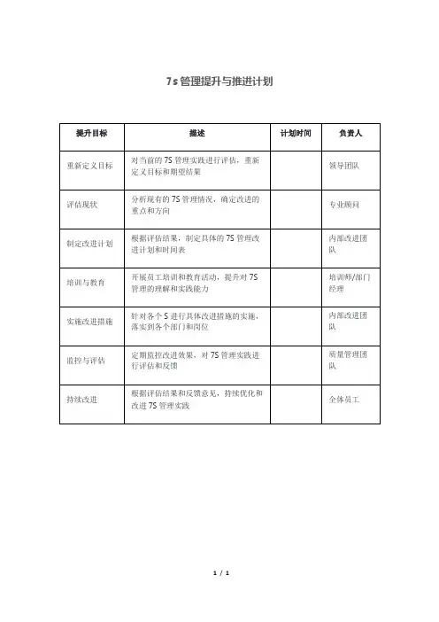 7s管理提升与推进计划