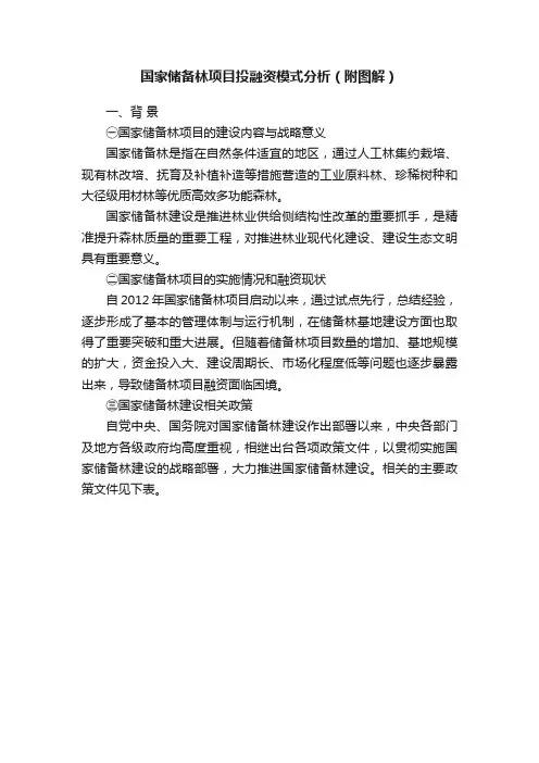 国家储备林项目投融资模式分析（附图解）