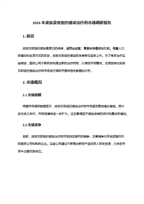 2024年皮肤及软组织感染治疗药市场调研报告