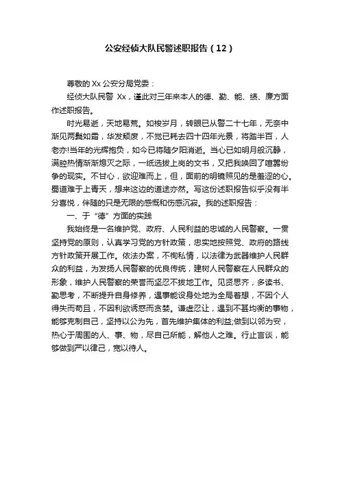 公安经侦大队民警述职报告（12）