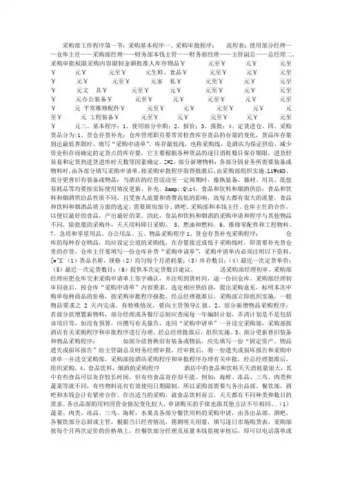 酒店业采购部工作程序