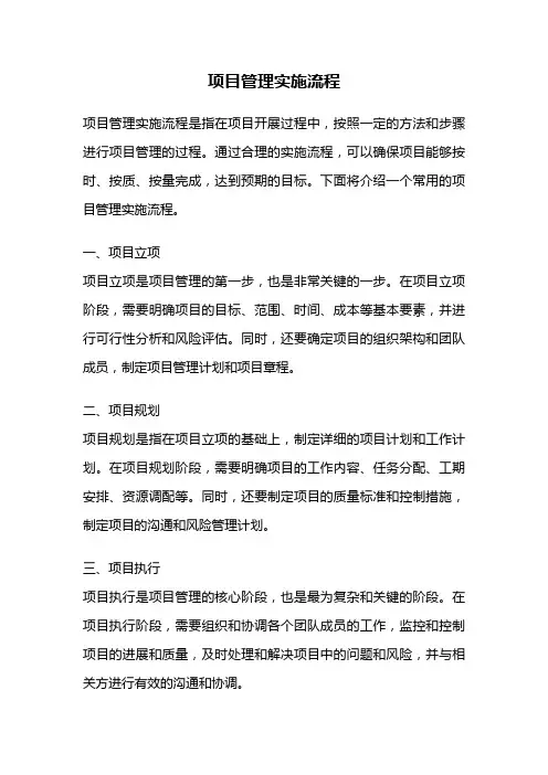 项目管理实施流程
