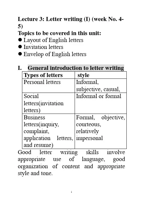 8英语写作信件 3 letter writing (I)