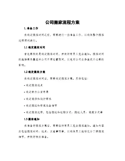 公司搬家流程方案