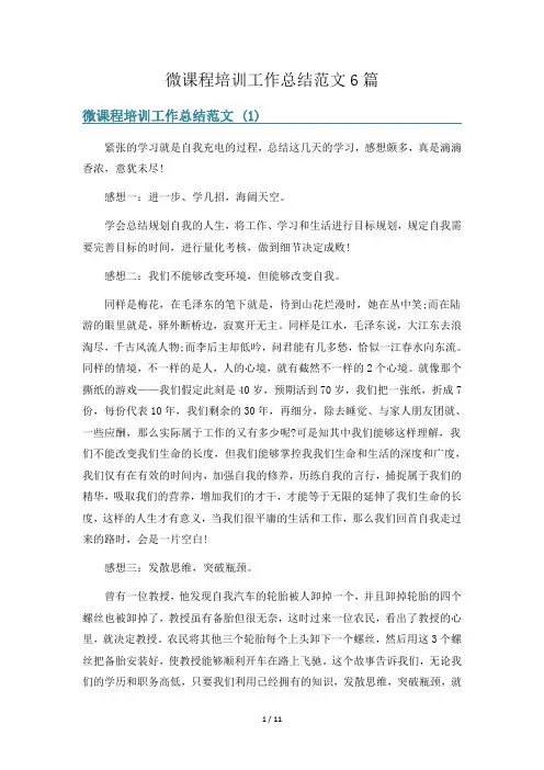 微课程培训工作总结范文6篇