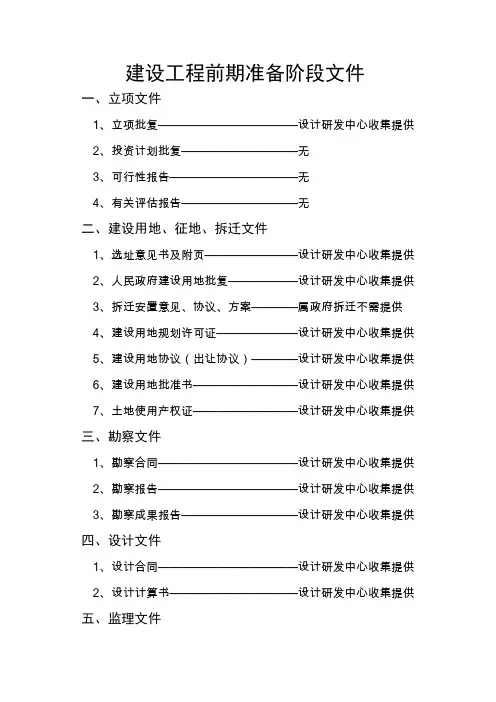 建设工程前期准备阶段文件正