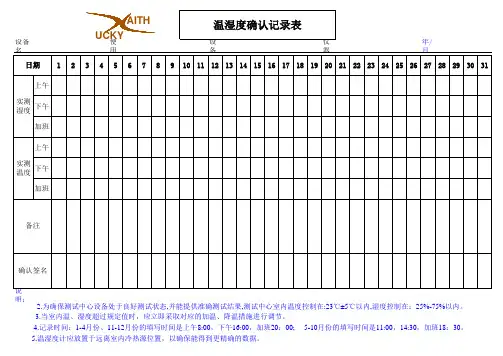 温湿度确认记录表(完善版)