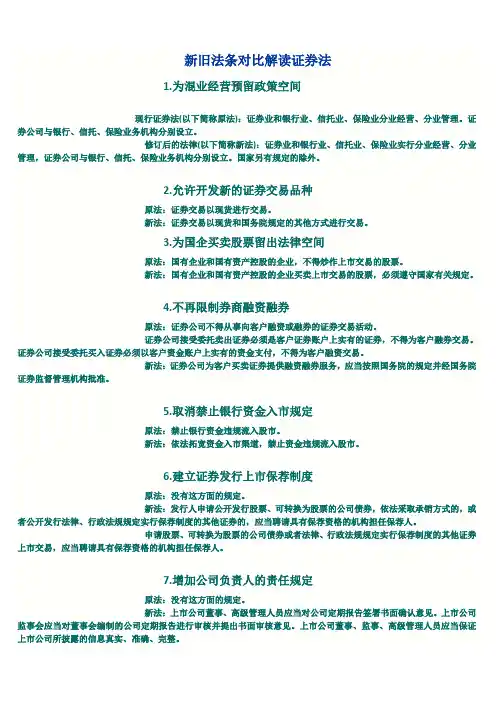 新旧法条对比解读证券法