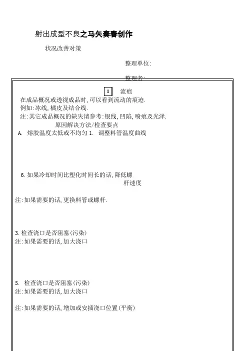模具常见异常及处理方法