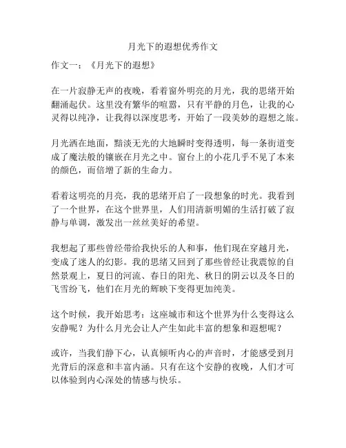 月光下的遐想优秀作文
