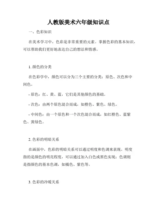 人教版美术六年级知识点