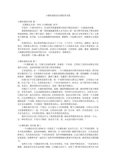 小猫杜威的读后感优秀3篇