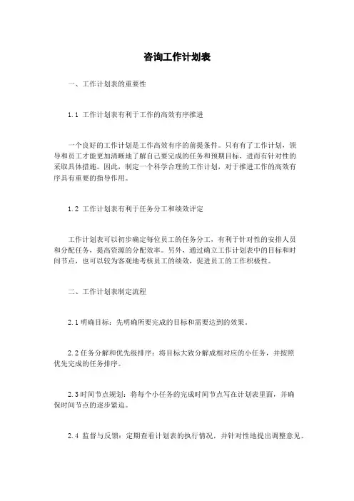 咨询工作计划表