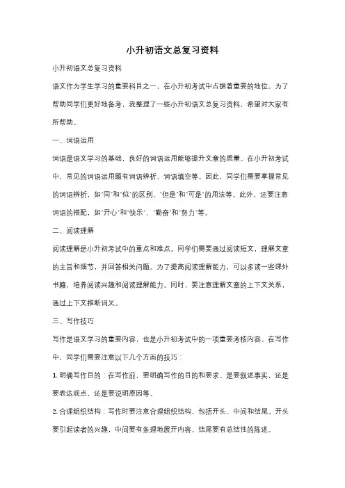 小升初语文总复习资料