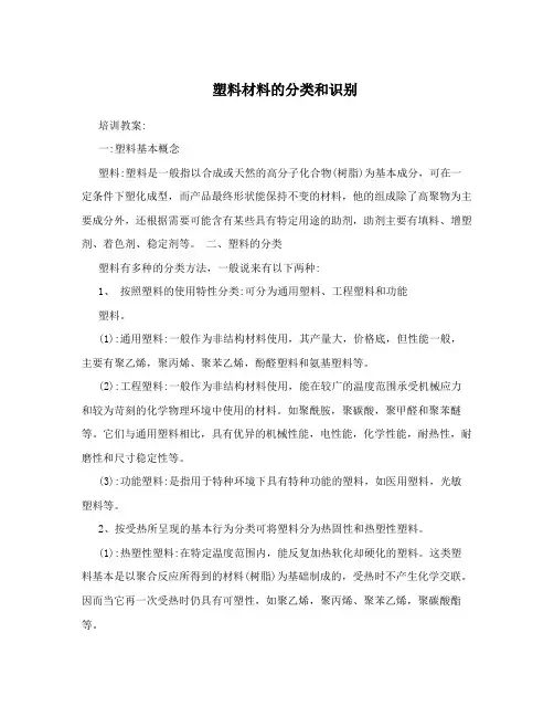 塑料材料的分类和识别