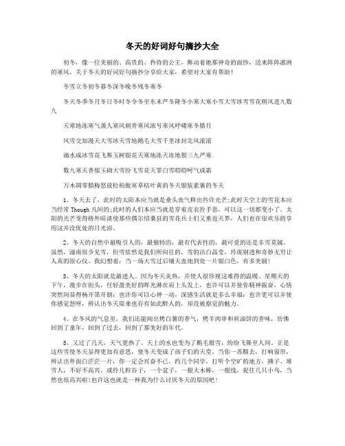 冬天的好词好句摘抄大全