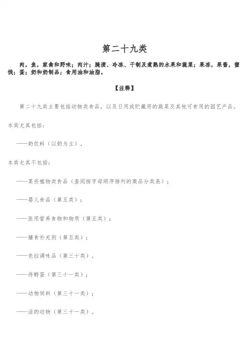 2016最新商标注册类别之29第二十九类汇总