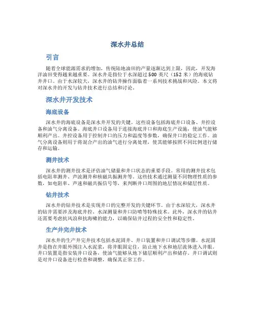 深水井总结