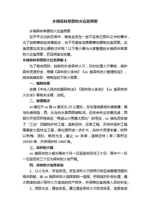 乡镇森林草原防火应急预案（精选9篇）