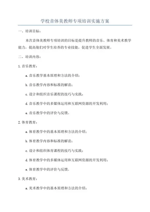 学校音体美教师专项培训实施方案