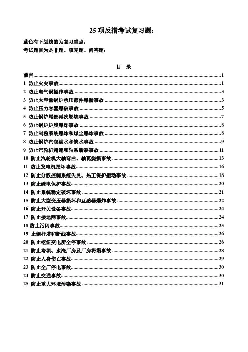 防止电力生产重大事故二十五项反措复习题