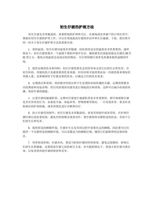 初生仔猪的护理方法