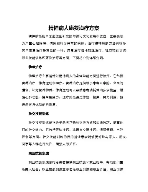 精神病人康复治疗方案