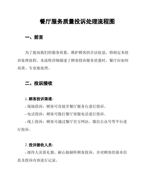 餐厅服务质量投诉处理流程图