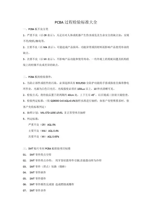 PCBA过程检验标准大全