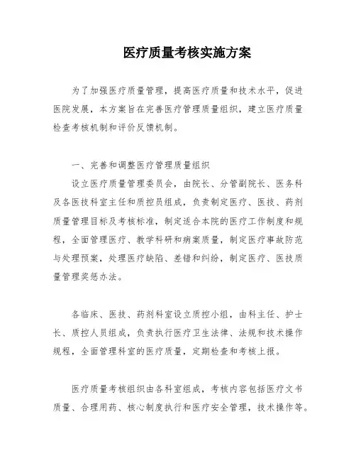 医疗质量考核实施方案