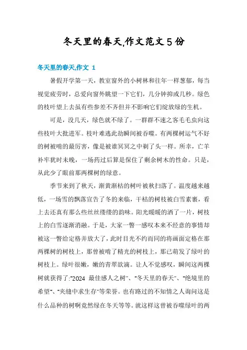 冬天里的春天,作文范文5份
