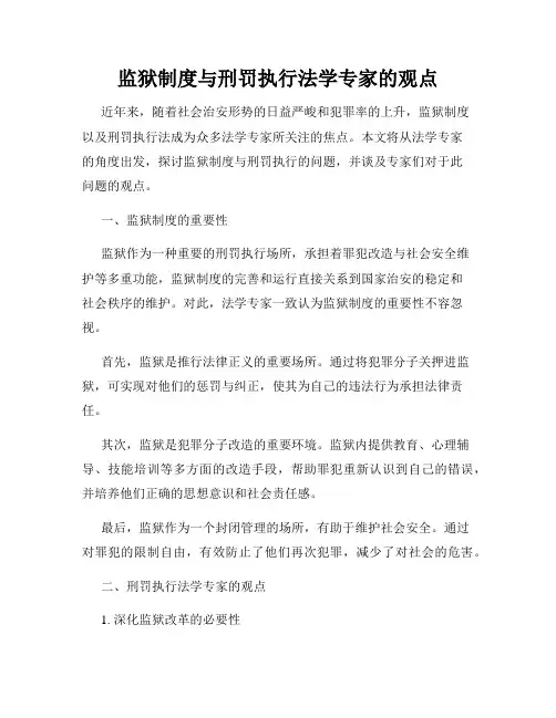 监狱制度与刑罚执行法学专家的观点