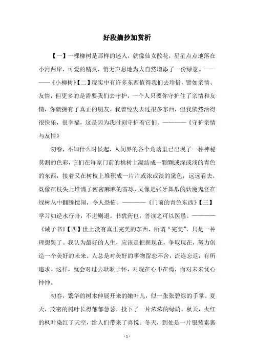 好段摘抄加赏析