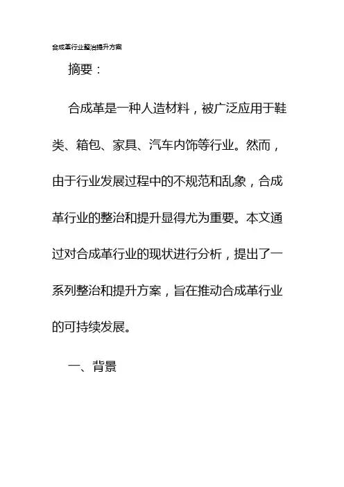 合成革行业整治提升方案