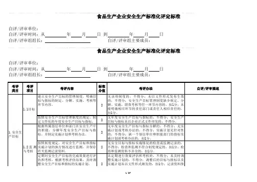 食品生产企业安全生产标准化评定标准