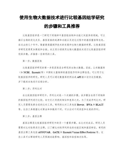 使用生物大数据技术进行比较基因组学研究的步骤和工具推荐