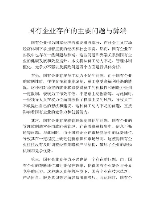 国有企业存在的主要问题与弊端