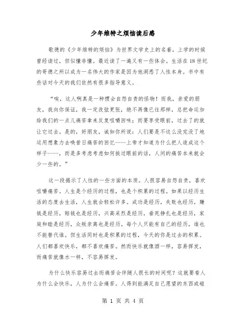 少年维特之烦恼读后感（2篇）