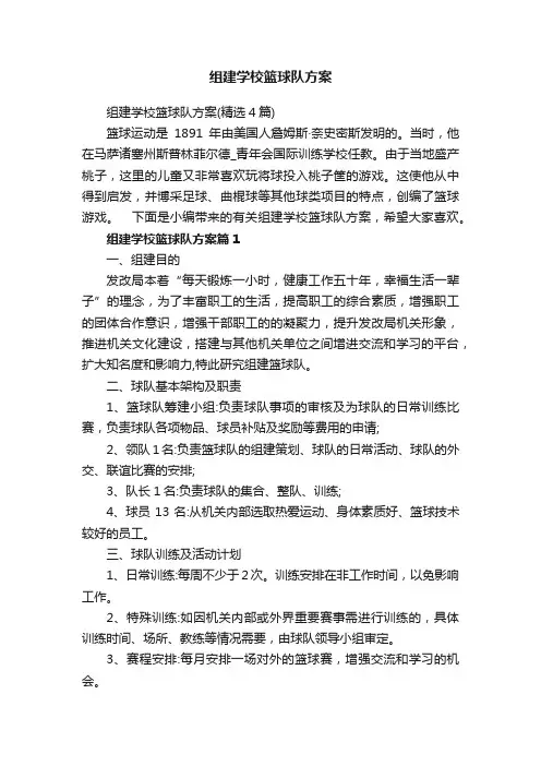 组建学校篮球队方案