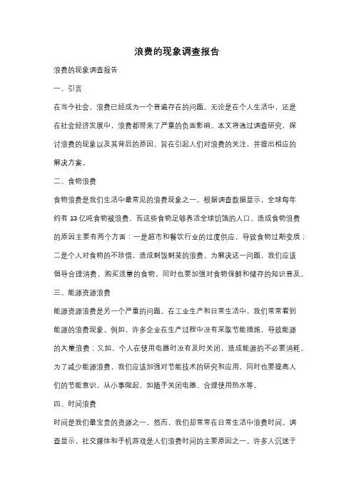 浪费的现象调查报告