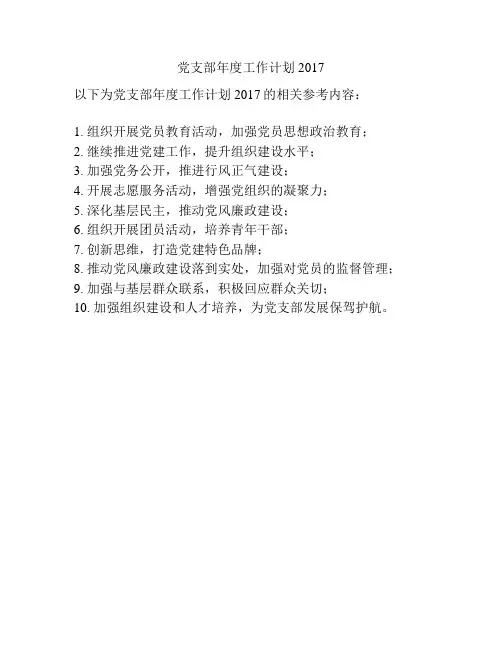 党支部年度工作计划2017