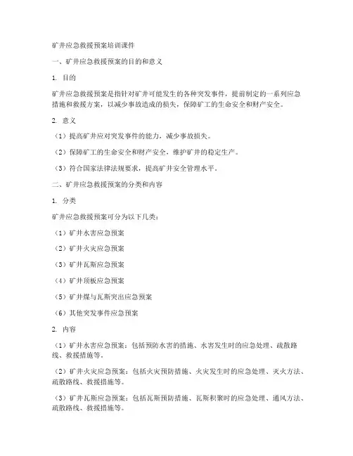 矿井应急救援预案培训课件