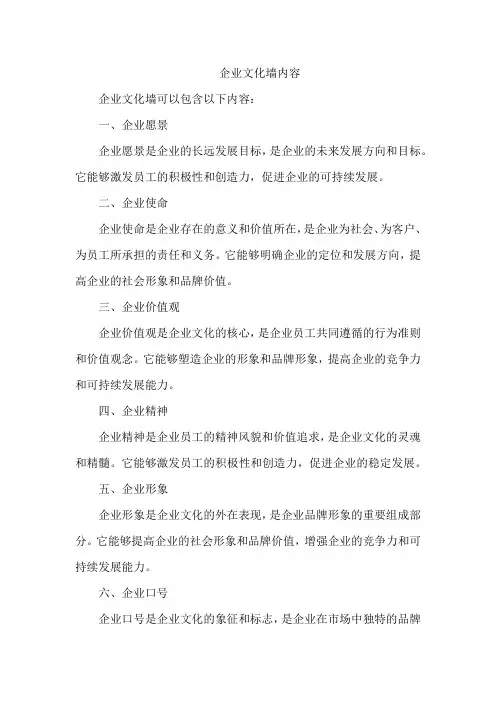 企业文化墙 内容