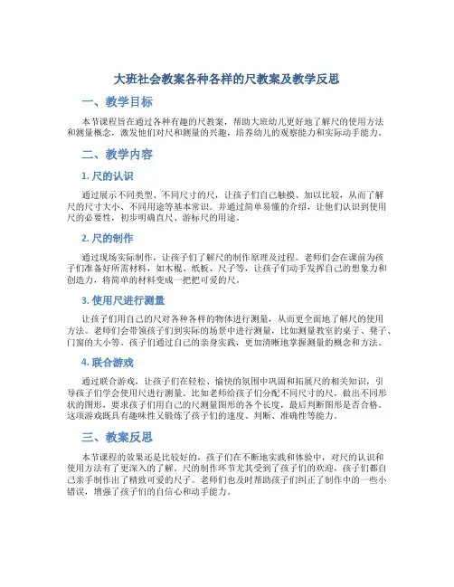 大班社会教案各种各样的尺教案及教学反思