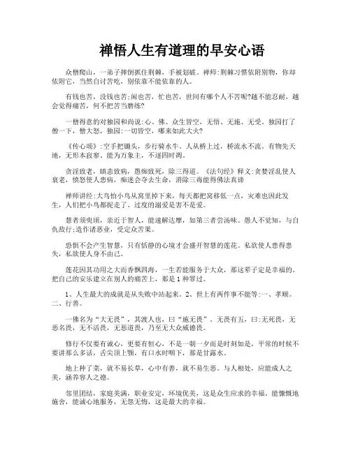禅悟人生有道理的早安心语