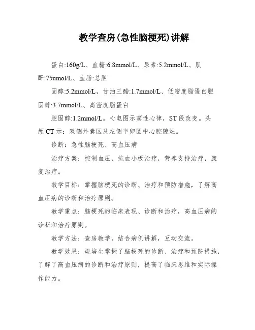 教学查房(急性脑梗死)讲解