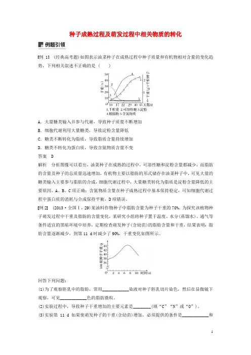 2020最新高考生物二轮复习 专题一小专题1 种子成熟过程及萌发过程中相关物质的转化学案(考试专用)