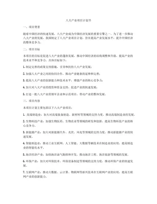八大产业项目计划书