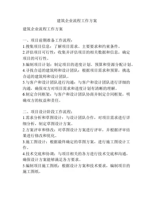 建筑企业流程工作方案