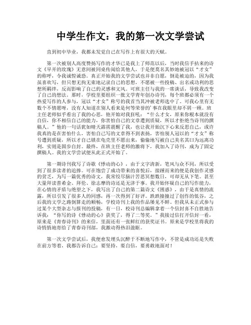 中学生作文我的第一次文学尝试